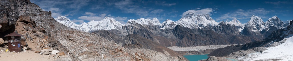 Panorama Himalajów z przełęczy Renjo La