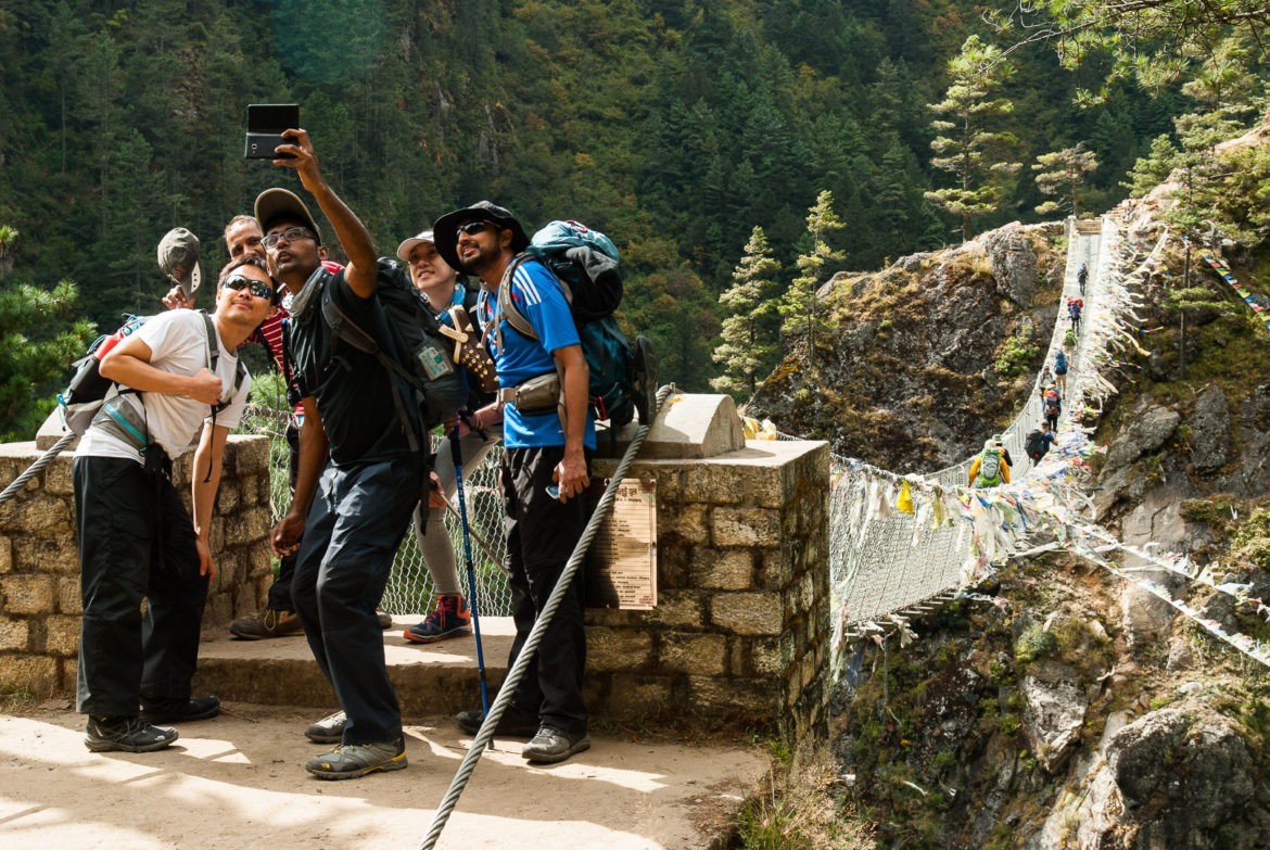 Selfie na drodze do Namche Bazar