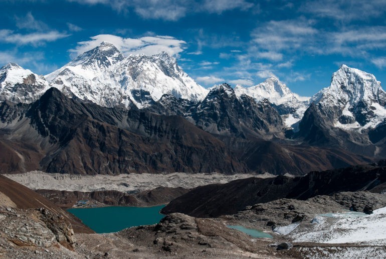 Widok na Mount Everest z przełęczy Renjo La