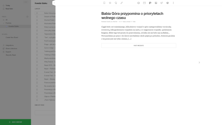 Po kliknięciu jednego z artykułów w wyświetlamy udostępniony podgląd artykułu (tutaj przykładowy). Klikamy na tytuł lub szary przycisk "VISIT WEBSITE" jeśli artykuł nas zainteresował i chcemy przejść do właściwej strony. Strona otworzy się w nowej zakładce.