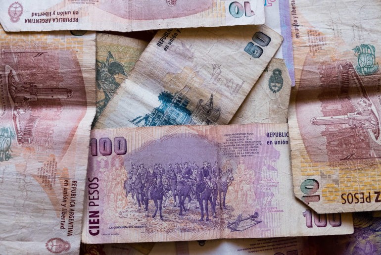 Banknoty Argentyńskiego peso.