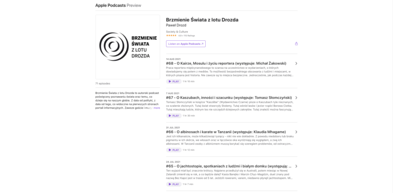 podcasts.apple.com - Brzmienie Świata z lotu Drozda